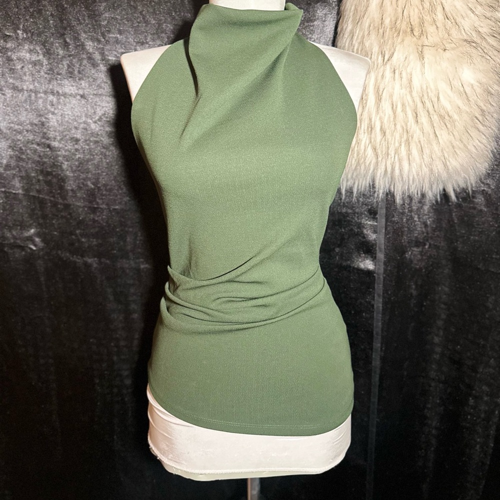 ✨ Zara Olive Green High Neck Halter Top | NWT ✨